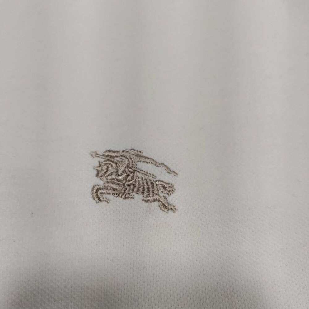 Burberry Brit White Embroidered Logo Plaid Details Placket Polo Shirt Men's M - Picture 4 of 16
